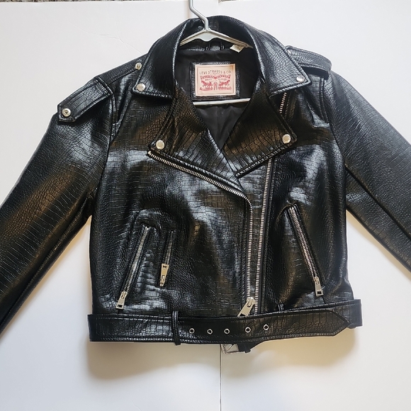 LEVI STRAUSS & CO Jackets & Blazers - Women's Black Croc-Embossed Moto Jacket – Levi’s Size S (New Without Tags)